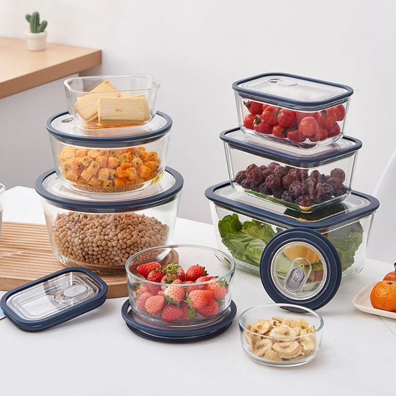 Sliding Vent Valve, Glass Food Storage Containers with  Food-grade Plastic Lid,  Airtight, Leak-proof
