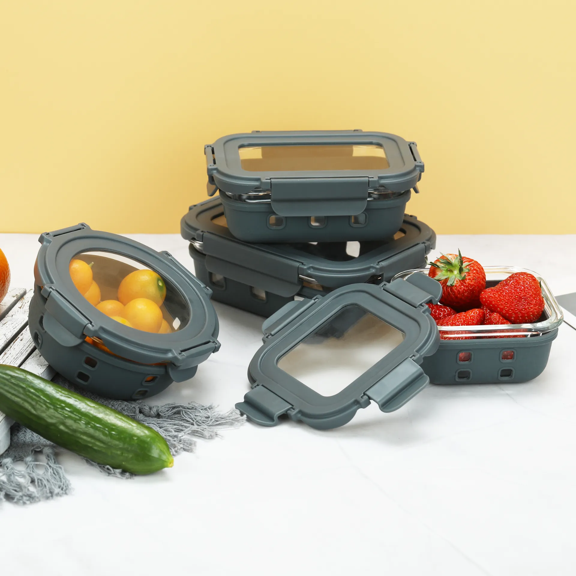 Glass Storage with Glass Lids for Freshness