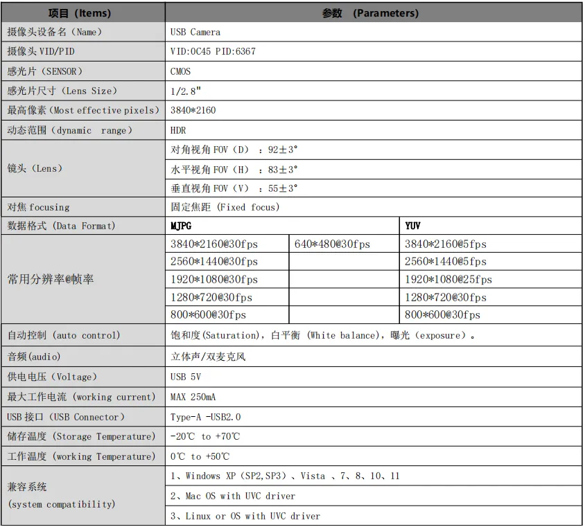 MY-T400(4K) 4K Resolution HD Video Driver-Free USB Camera With Microphone