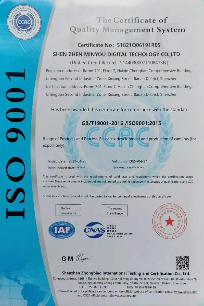 Our newest ISO9001 certificate was released in the May of 2024