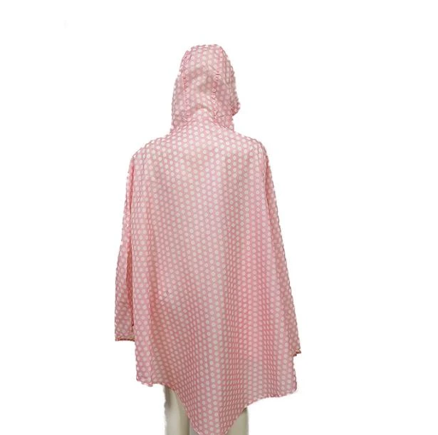 Polyester long raincoat with waterproof zipper windproof outdoor rain coat for adult button cuff