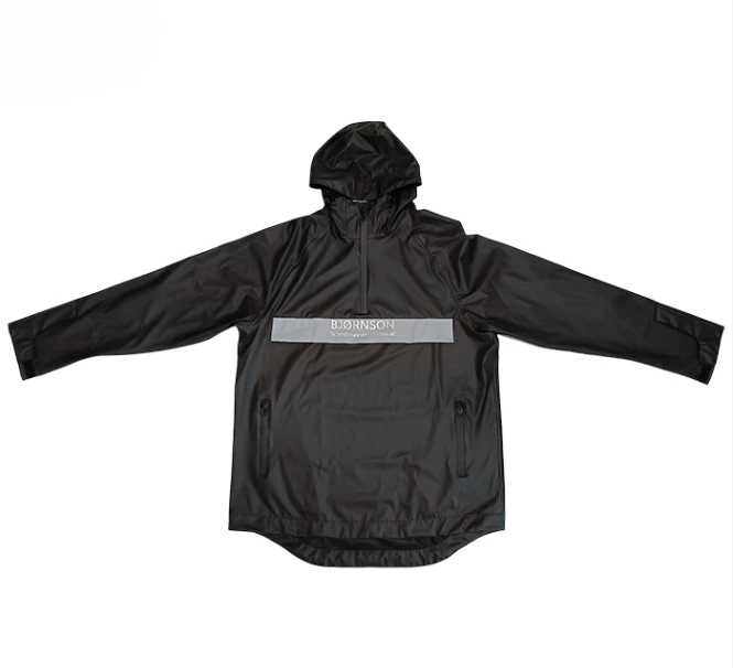 Polyester long raincoat with waterproof zipper windproof outdoor rain coat for adult button cuff