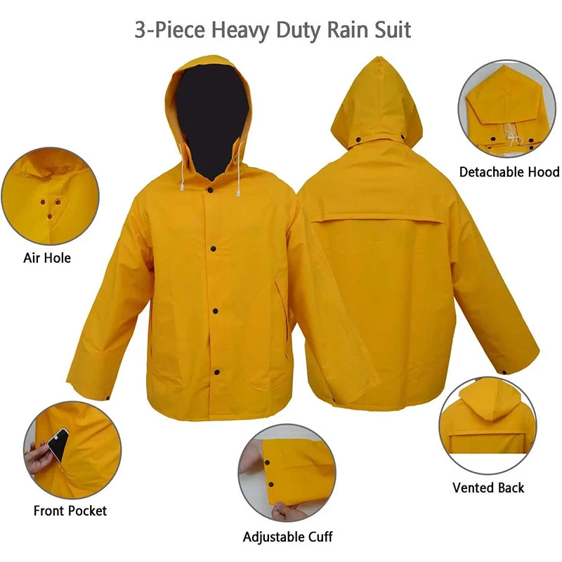 High Quality Custom Working Reflective Waterproof Breathable Plastic Fabric Pvc Rain Coat /Raincoat Rainsuit Rain Suit For Adult