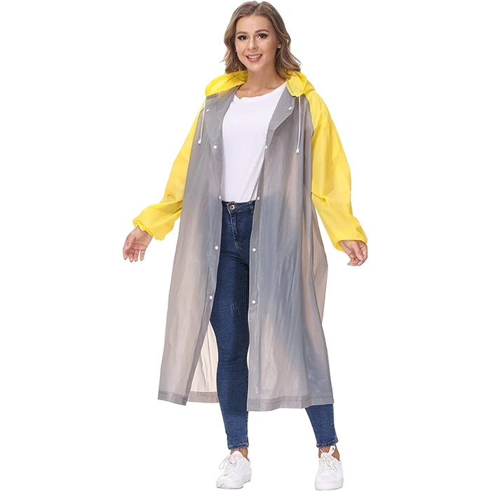 Polyester long raincoat with waterproof zipper windproof outdoor rain coat for adult button cuff Polyester long raincoat with waterproof zipper windproof outdoor rain coat for adult button cuff
