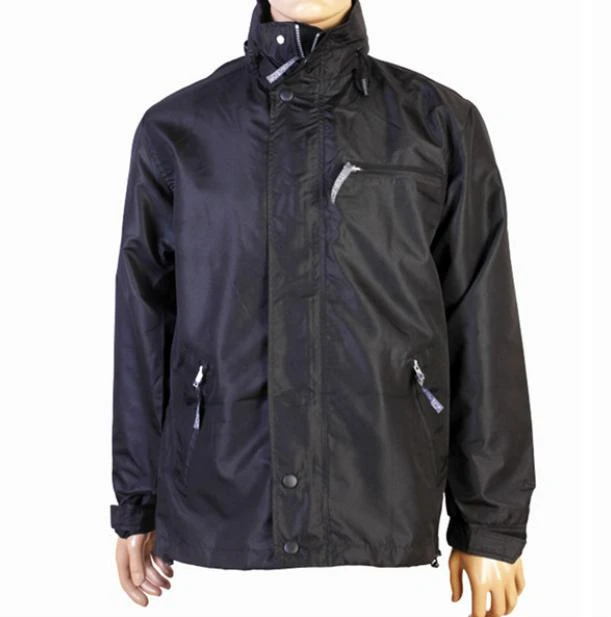 Polyester long raincoat with waterproof zipper windproof outdoor rain coat for adult button cuff