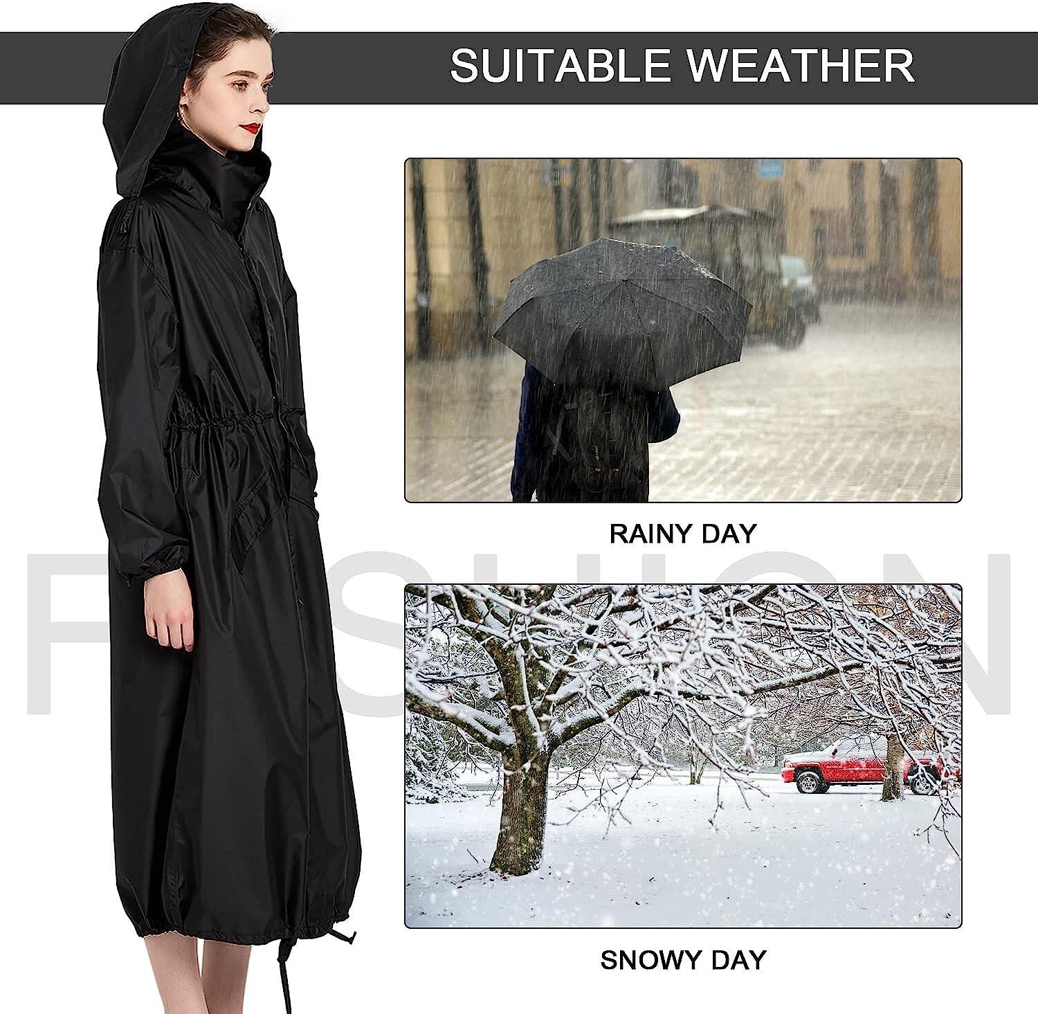 Women's Fashionable Long Waterproof Raincoat - Polyester Adult Style