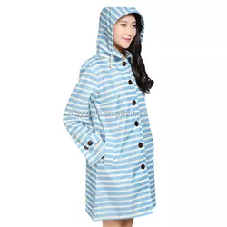 Full printing 100&waterproof wearable striped polyester fashion windproof raincoat