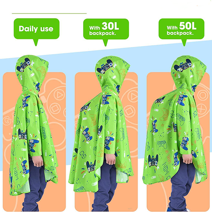 Kids Fashionable Waterproof Rain Poncho - Polyester Coat