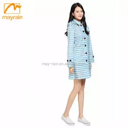 Full Printing 100% Waterproof Wearable Striped Polyester Fashion Windproof Raincoat