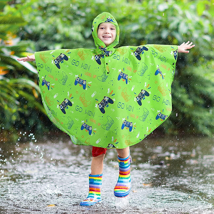 Kids Fashionable Waterproof Rain Poncho - Polyester Coat