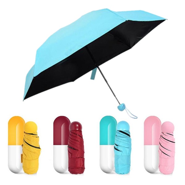 6 Panels Sun Mini 5 fold Black Vinyl Coated capsule umbrella