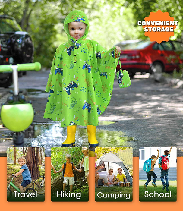 Kids Fashionable Waterproof Rain Poncho - Polyester Coat