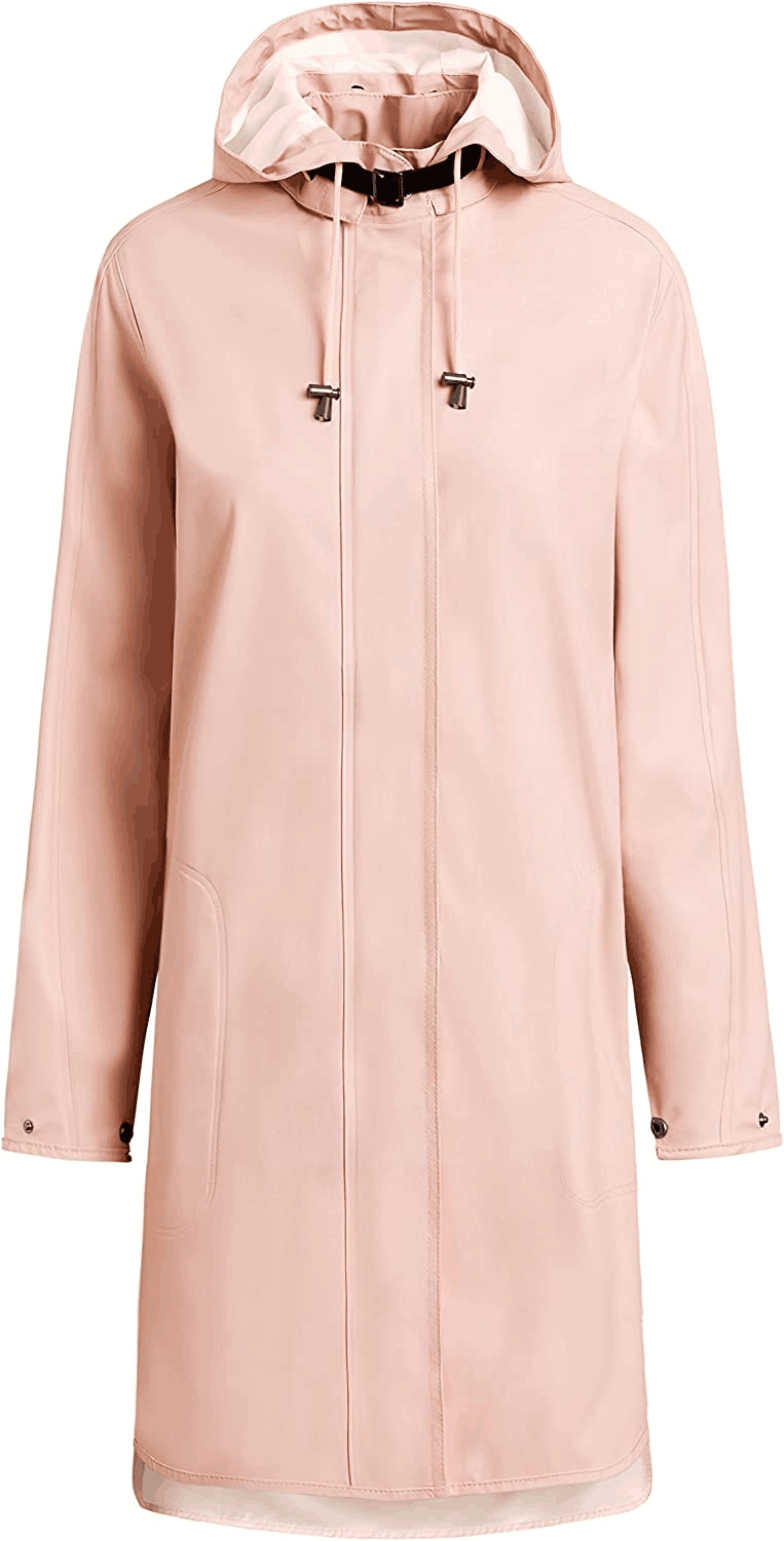 High quality pu fabric long raincoat waterproof rainwears with hood