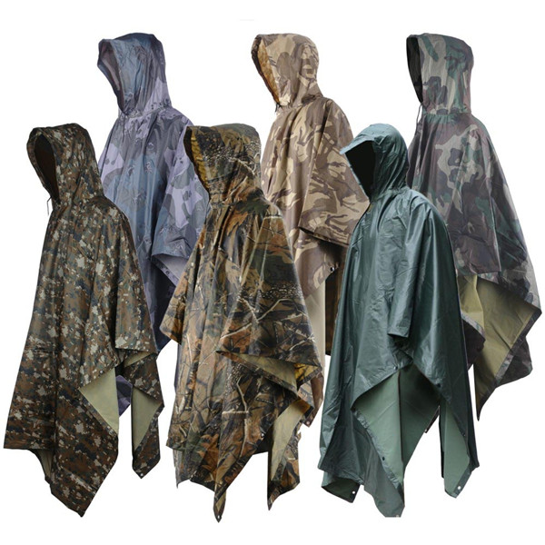 Army Polyester Military Camouflage Rain Poncho | Durable & Waterproof
