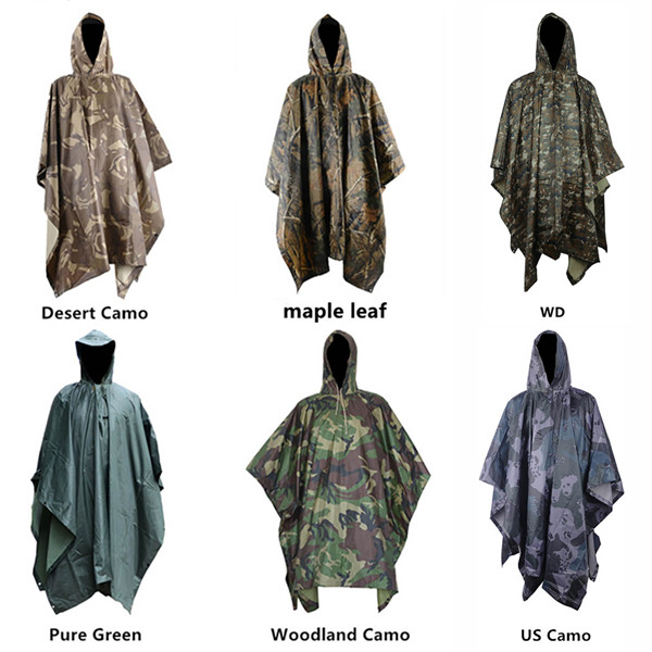 Army Polyester Military Camouflage Rain Poncho | Durable & Waterproof
