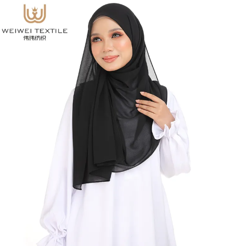 Trendy Patterns on Square Chiffon Hijab