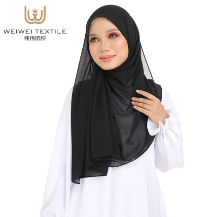 Square Chiffon Hijab Wrinkle-Resistant Fabric Eases Maintenance