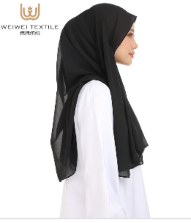 Black chiffon shawl wrap for modern Muslim women
