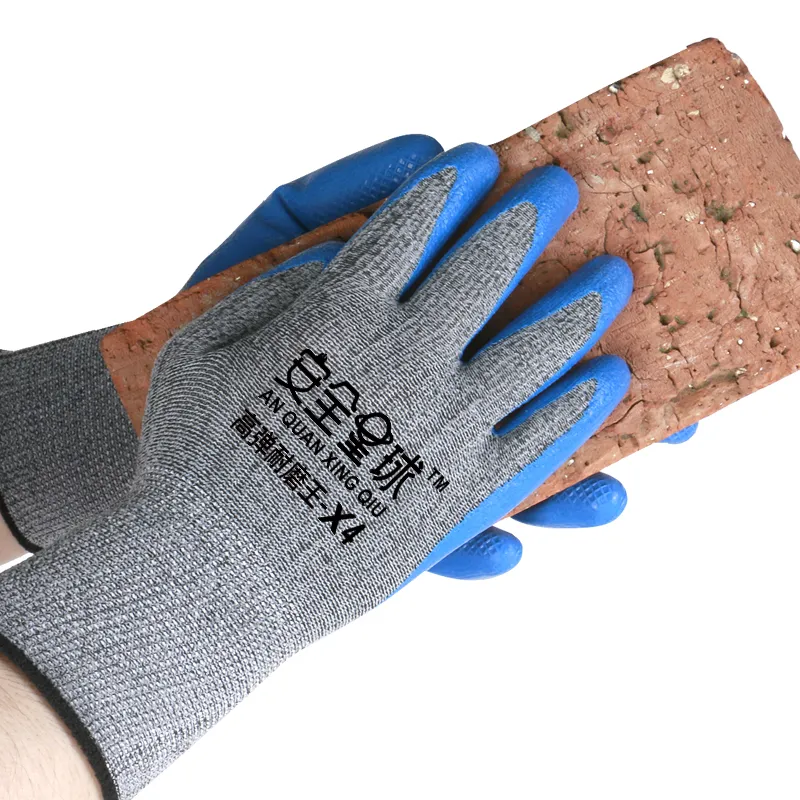 Wear Resistant Latex Waterproof Grip Work Gloves for Men