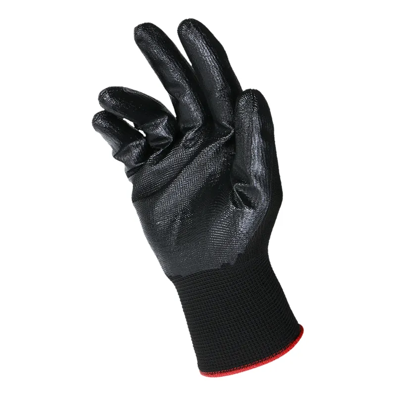 Wholesale Non-Slip Work Gloves Black Nitrile Coated Grip
