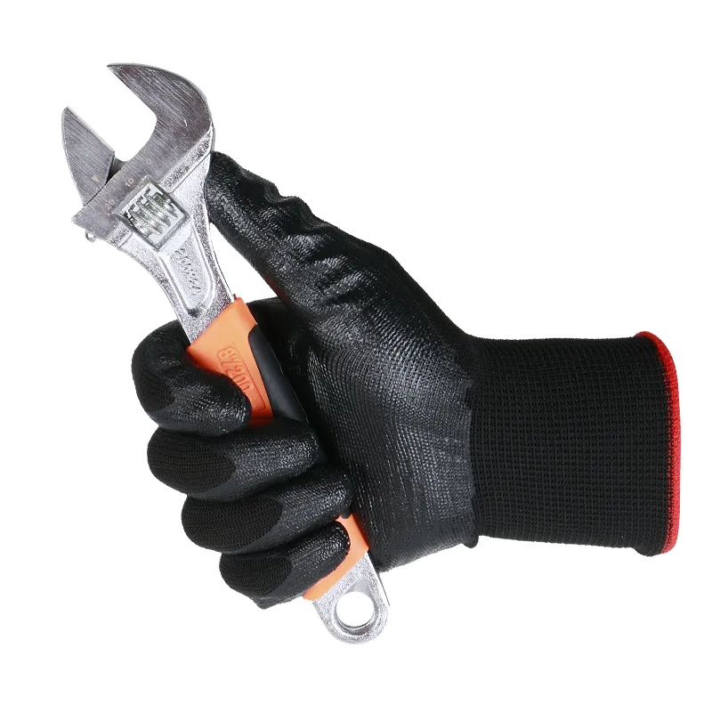 Wholesale Non-Slip Work Gloves Black Nitrile Coated Grip