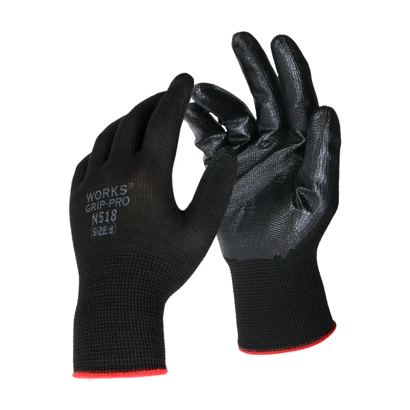 Wholesale Non-Slip Work Gloves, Black Nitrile Coated Safety