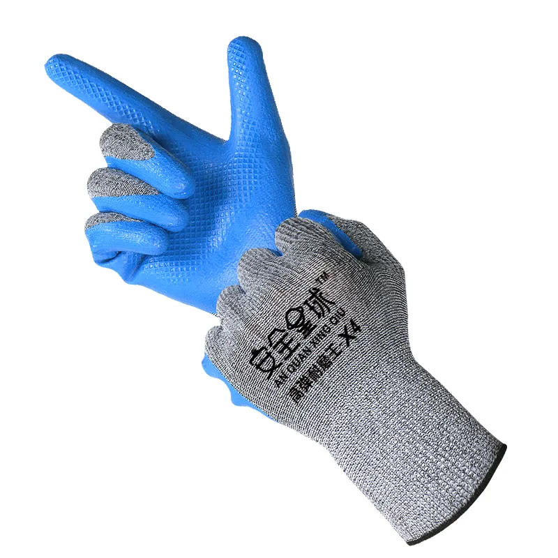 Wear Resistant Latex Waterproof Grip Work Gloves for Men