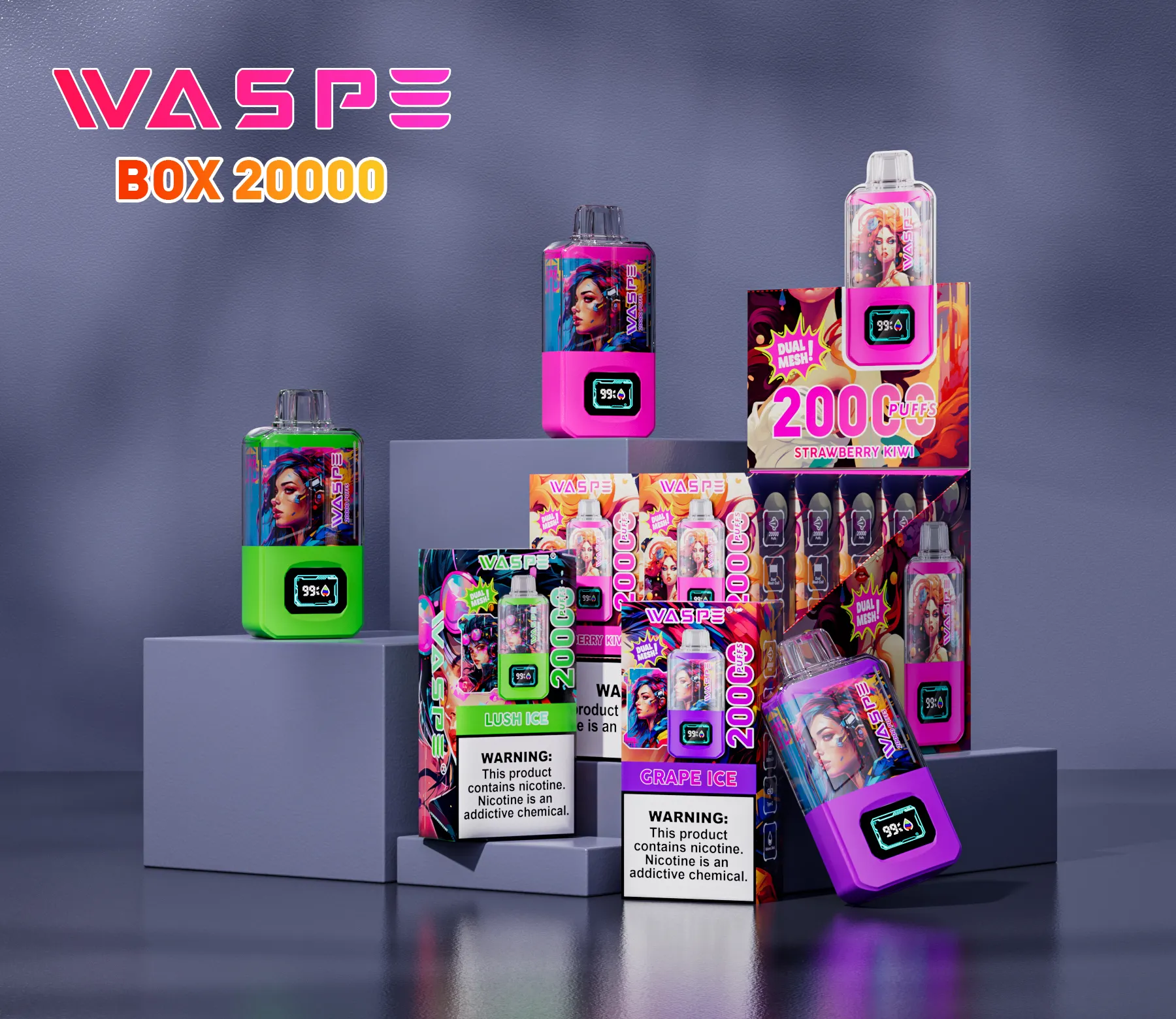 WASPE 20000 PUFFS Dual Mesh Box