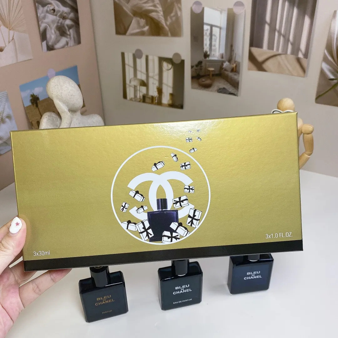 Chanel Blue Three Piece Set With 30ml Pieces And Nozzle