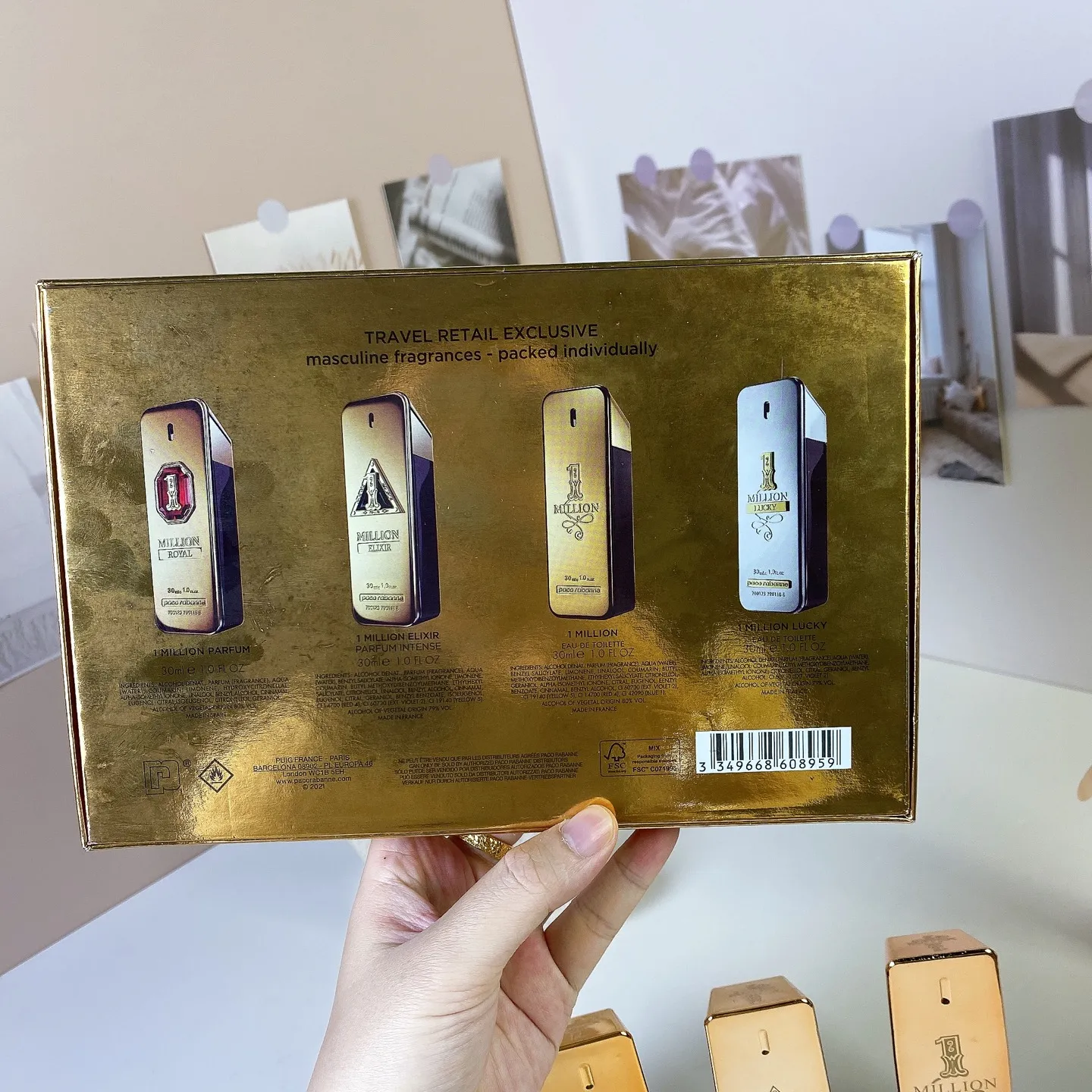 Paco Rabanne Million Men's Sample Four Piece Set, 30mlx4 Pieces, With Nozzle