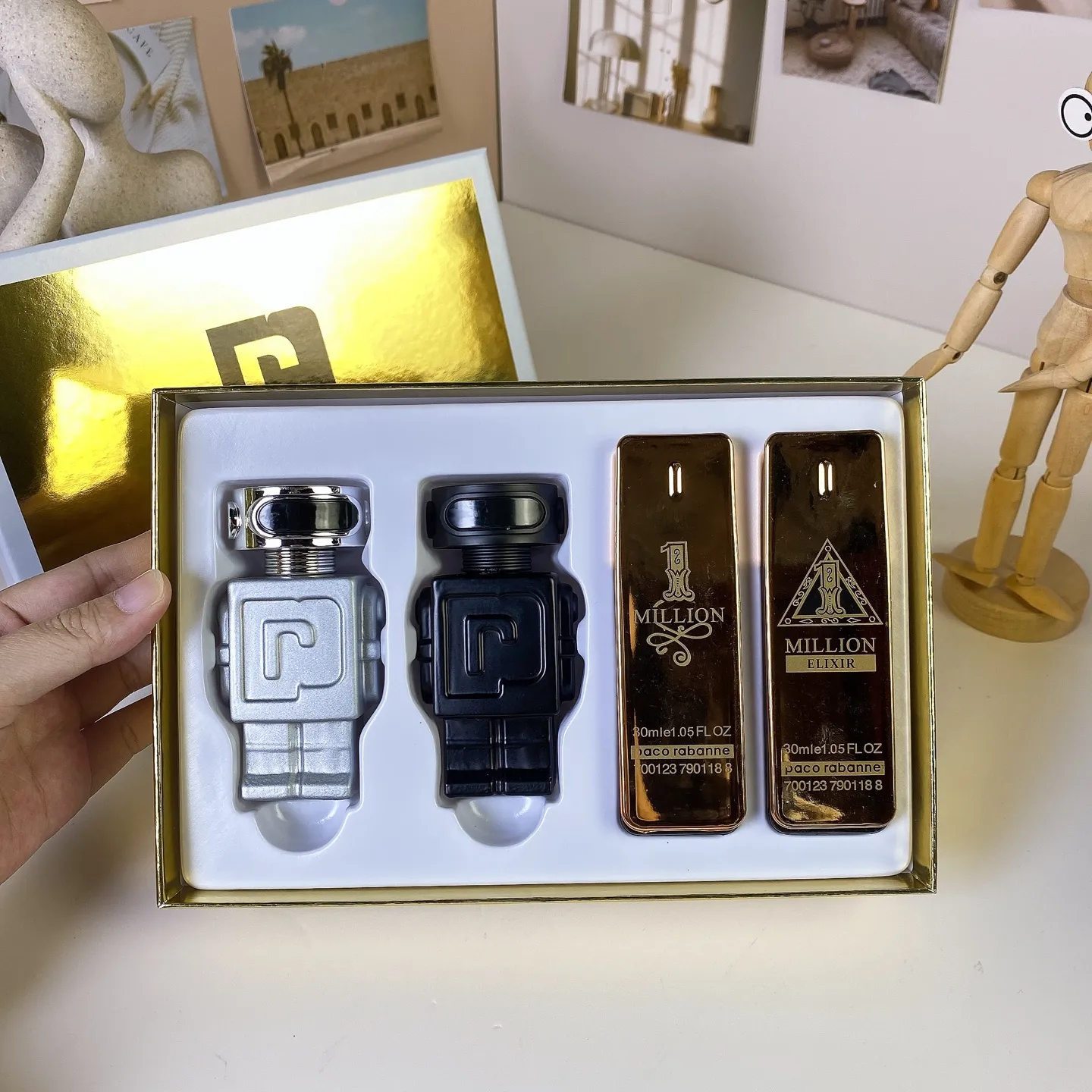 Paco Rabanne Robot Million Men's Sample Four Piece Set 30mlx4, with Spray Nozzle Paco Rabanne Robot Million Men's Sample Four Piece Set 30mlx4, with Spray Nozzle