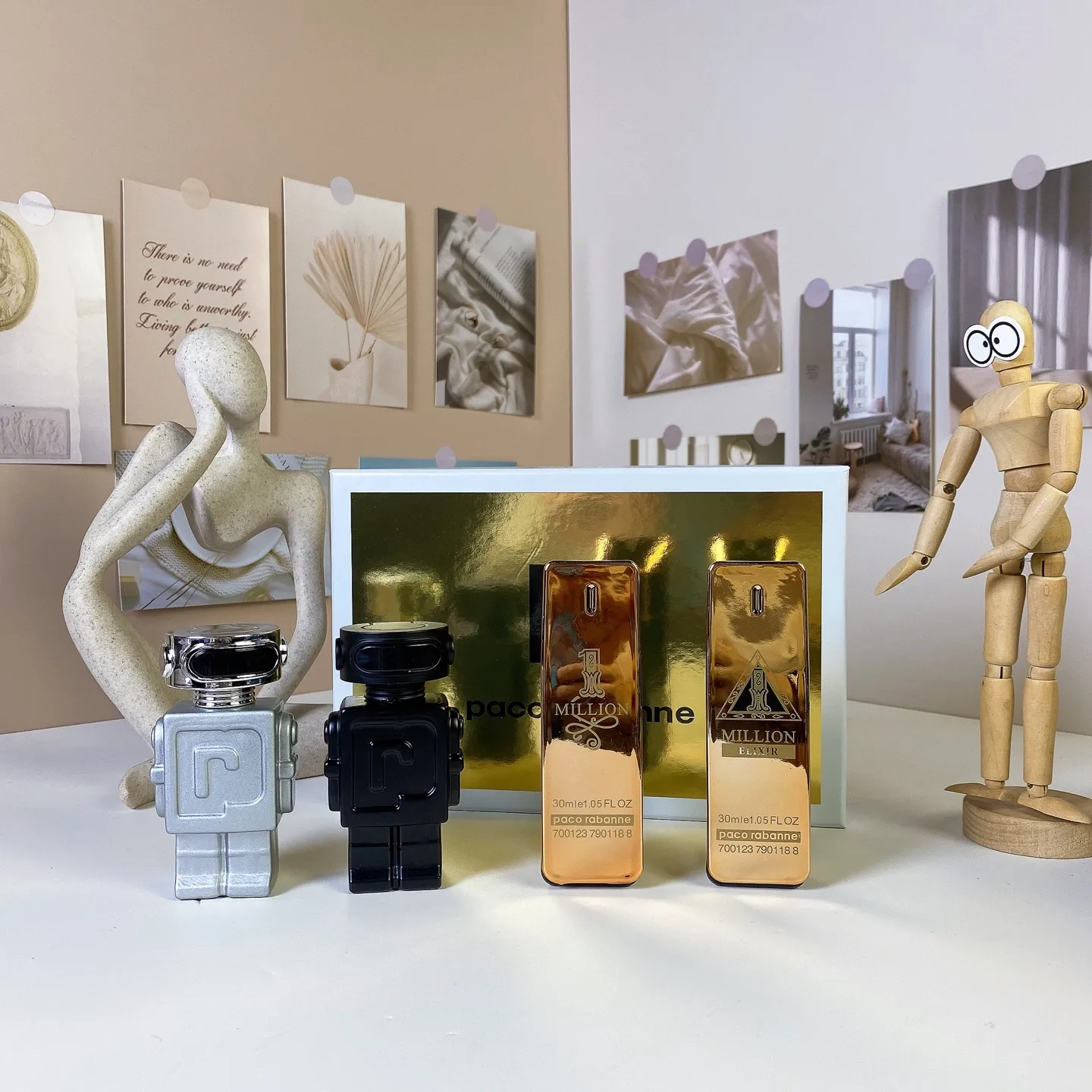 Paco Rabanne Robot Million Men's Sample Four Piece Set 30mlx4, with Spray Nozzle Paco Rabanne Robot Million Men's Sample Four Piece Set 30mlx4, with Spray Nozzle