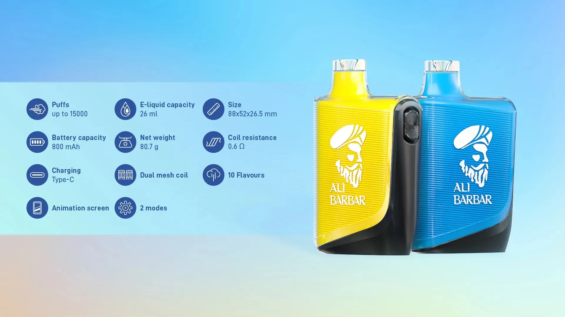 ALIBARBAR Blaze 15000 PUFFS Electronic Cigarettes