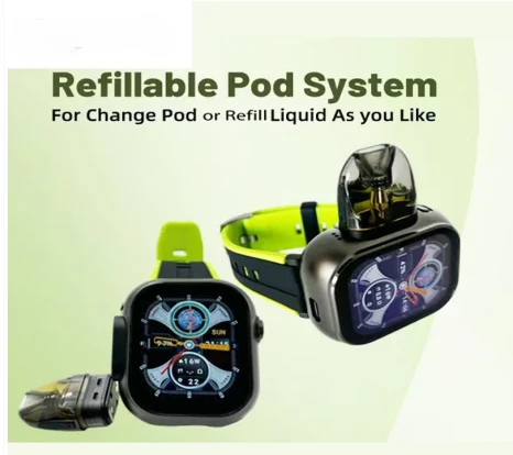 Smart Watch Vape with Refillable Pod System -Refillable Vape Pods (Open Pods) With Endless Flavour Choices