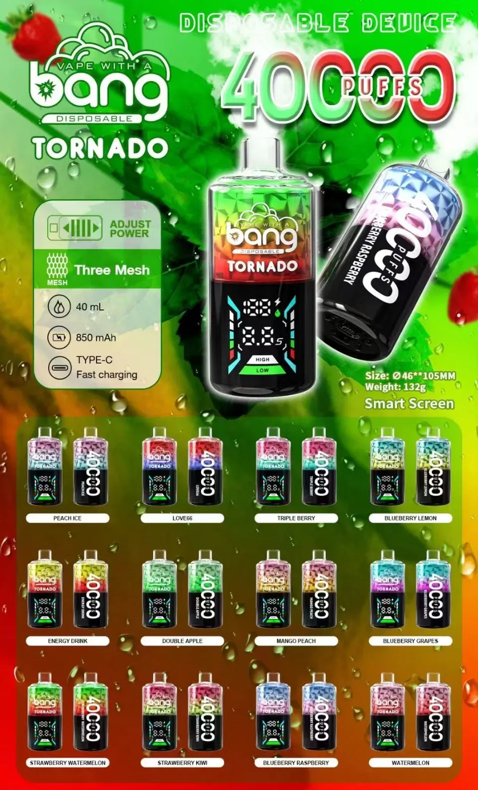 Bang Tornado 40000 Puffs Disposable Vape With Dual Flavors