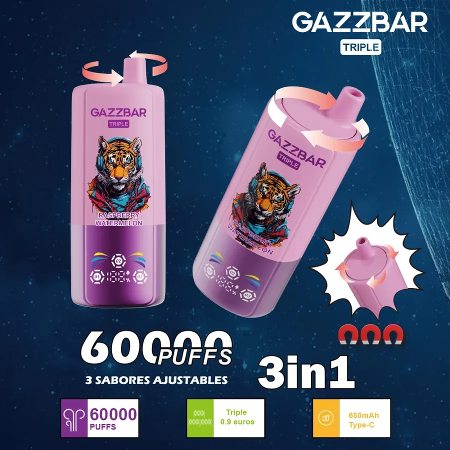 Gazzbar Triple Flavors 60k Puff Disposable Vape with Type-C?