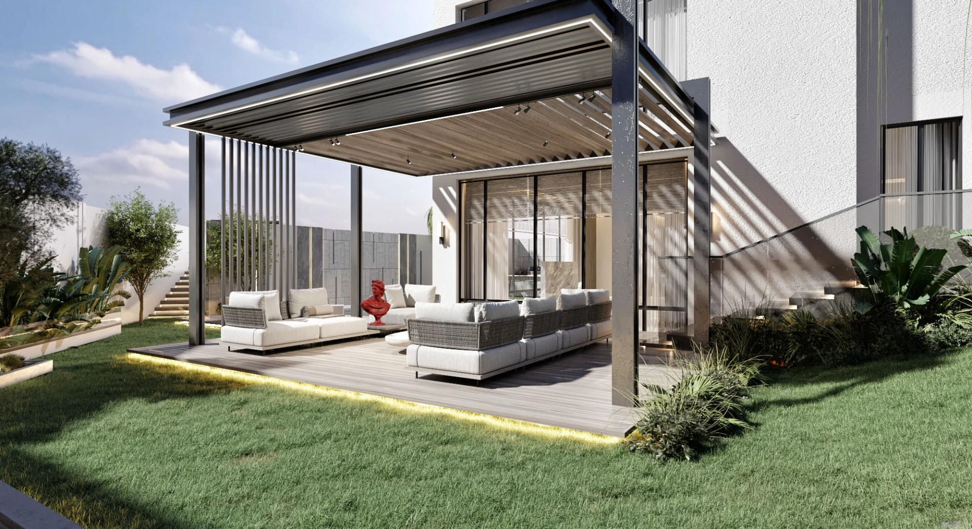 Aluminum Pergola with Greenery: The Perfect Outdoor Decoration