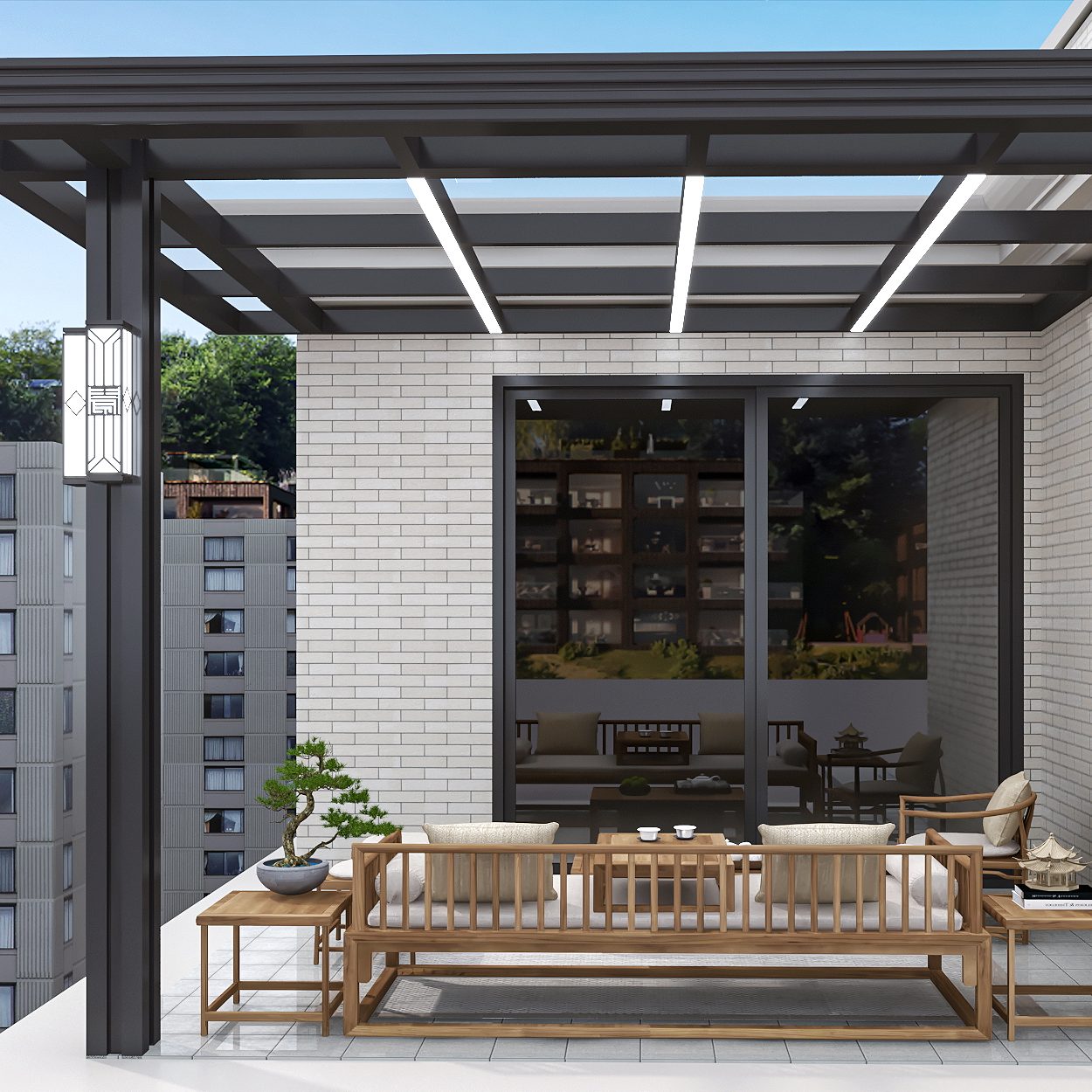 ​Electric Remote Control Extension Toit Plat Pergola