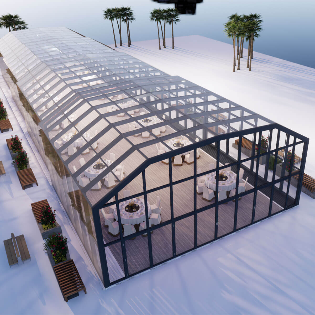 Large Span Restaurant Mobile Sunroom Addition Plans