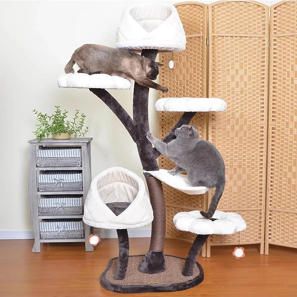 Modern Cat Tower with Noise-Reducing Base
