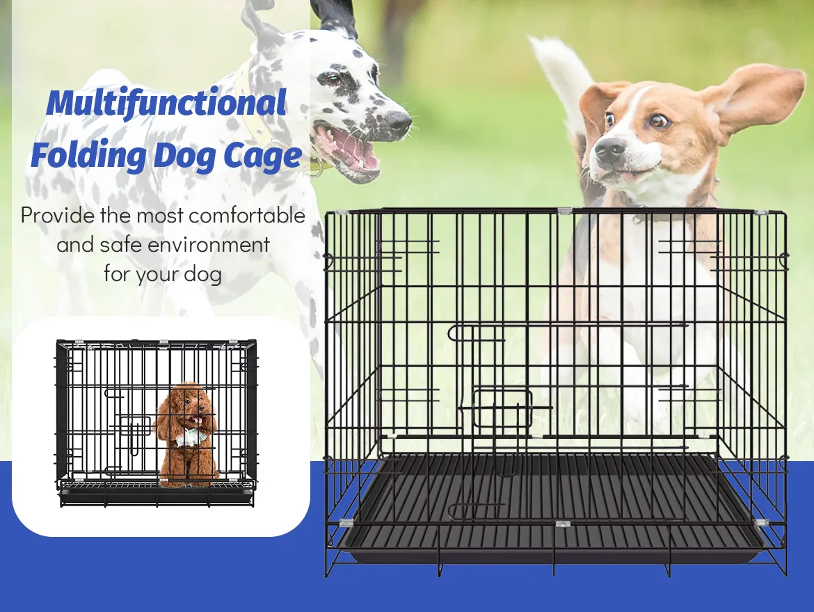 Newly Enhanced Double Door Dog Crate With Leak-Proof Pan