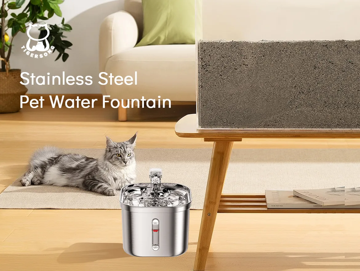 Stainless Steel Pet Water Fountain Ultra-Quiet Pump 2.2L