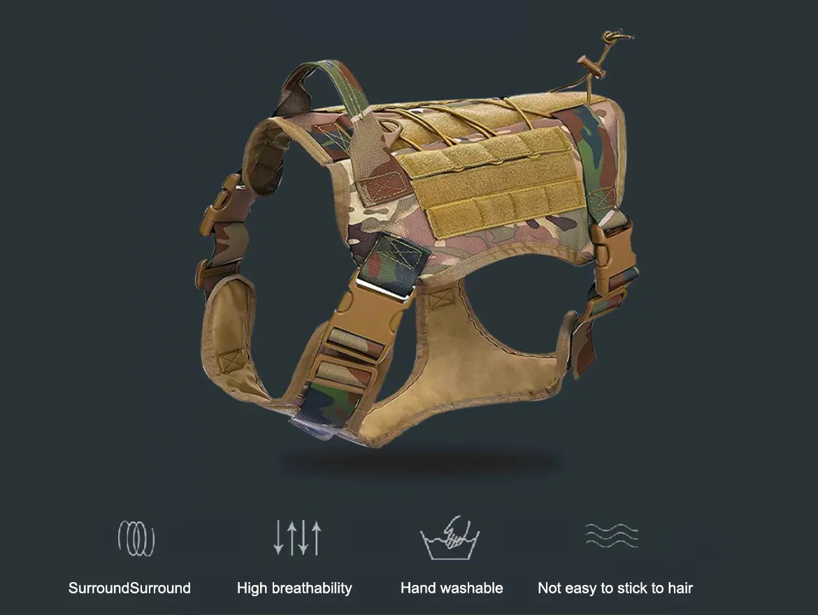 Tactical K9 Dog Harness Adjustable And Removable