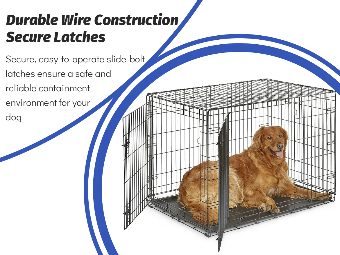 Newly Enhanced Double Door Dog Crate With Leak-Proof Pan