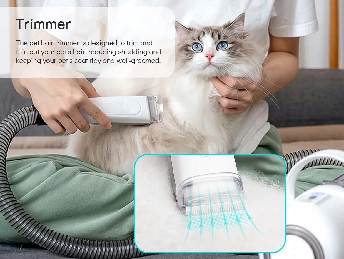 Pet Grooming Kit Vacuum Suction 99% Pet Hair With 5 Professional Tools