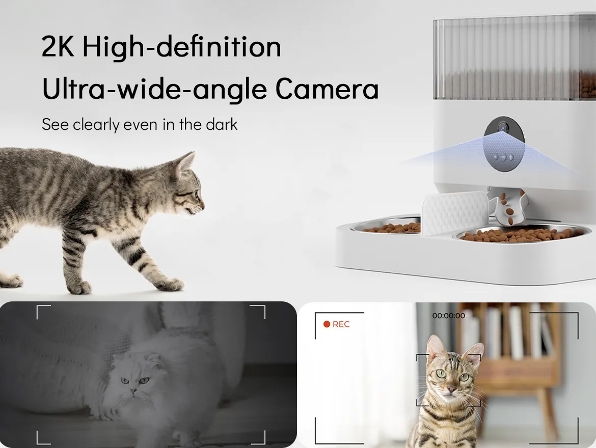 Pet Smart Feeder App Control 5L Double Stainless Steel Bowl