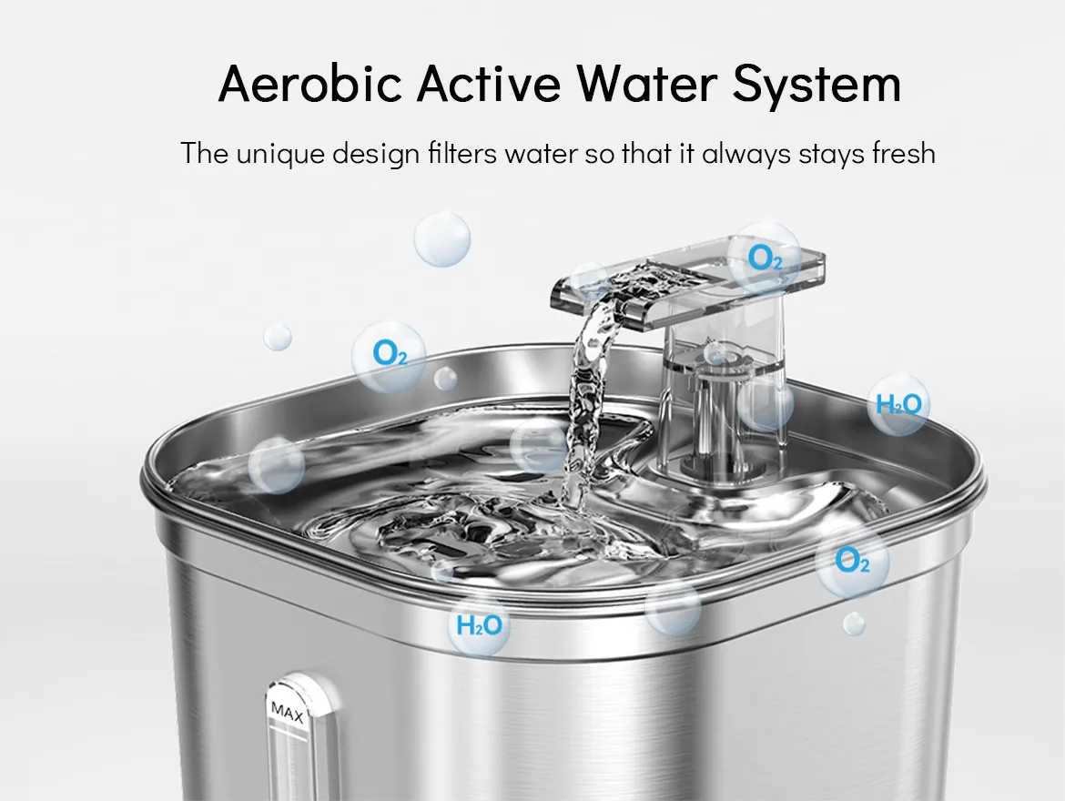 Stainless Steel Pet Water Fountain Ultra-Quiet Pump 2.2L