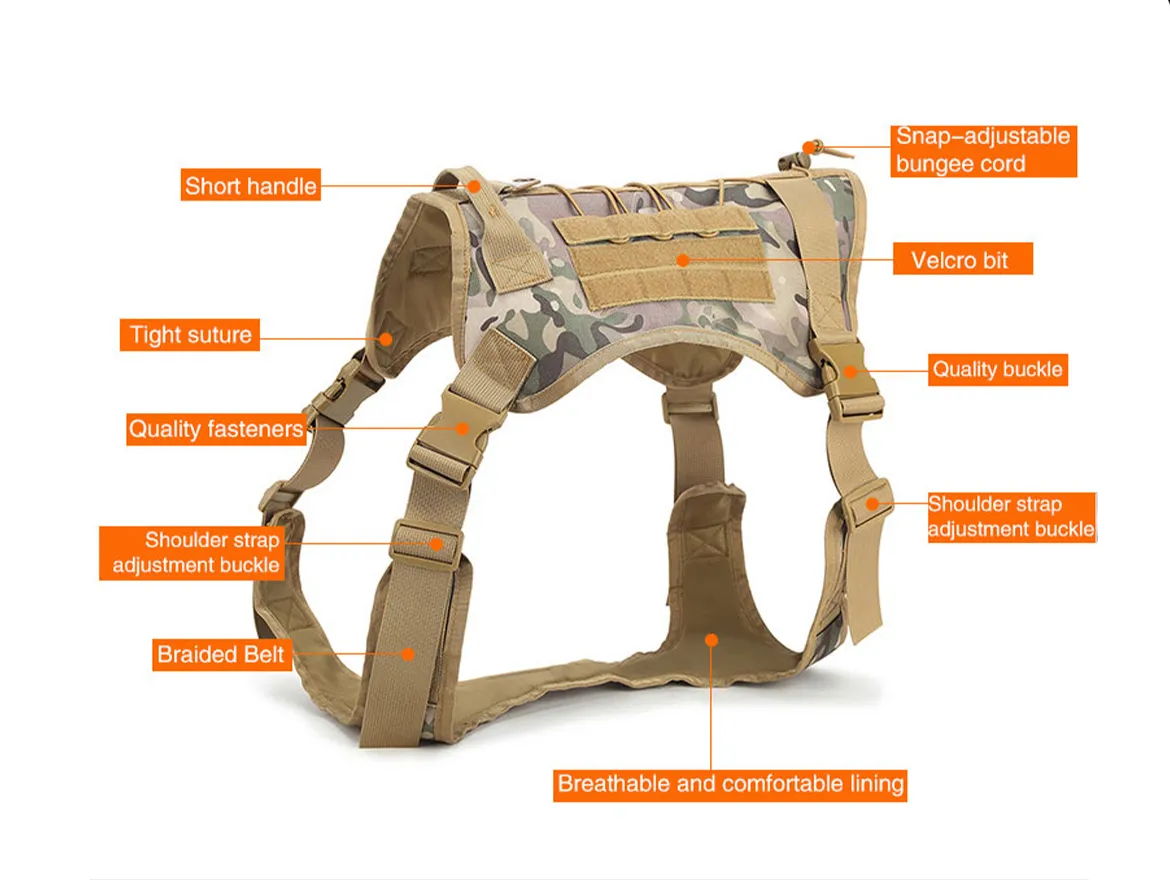 Tactical K9 Dog Harness Adjustable And Removable