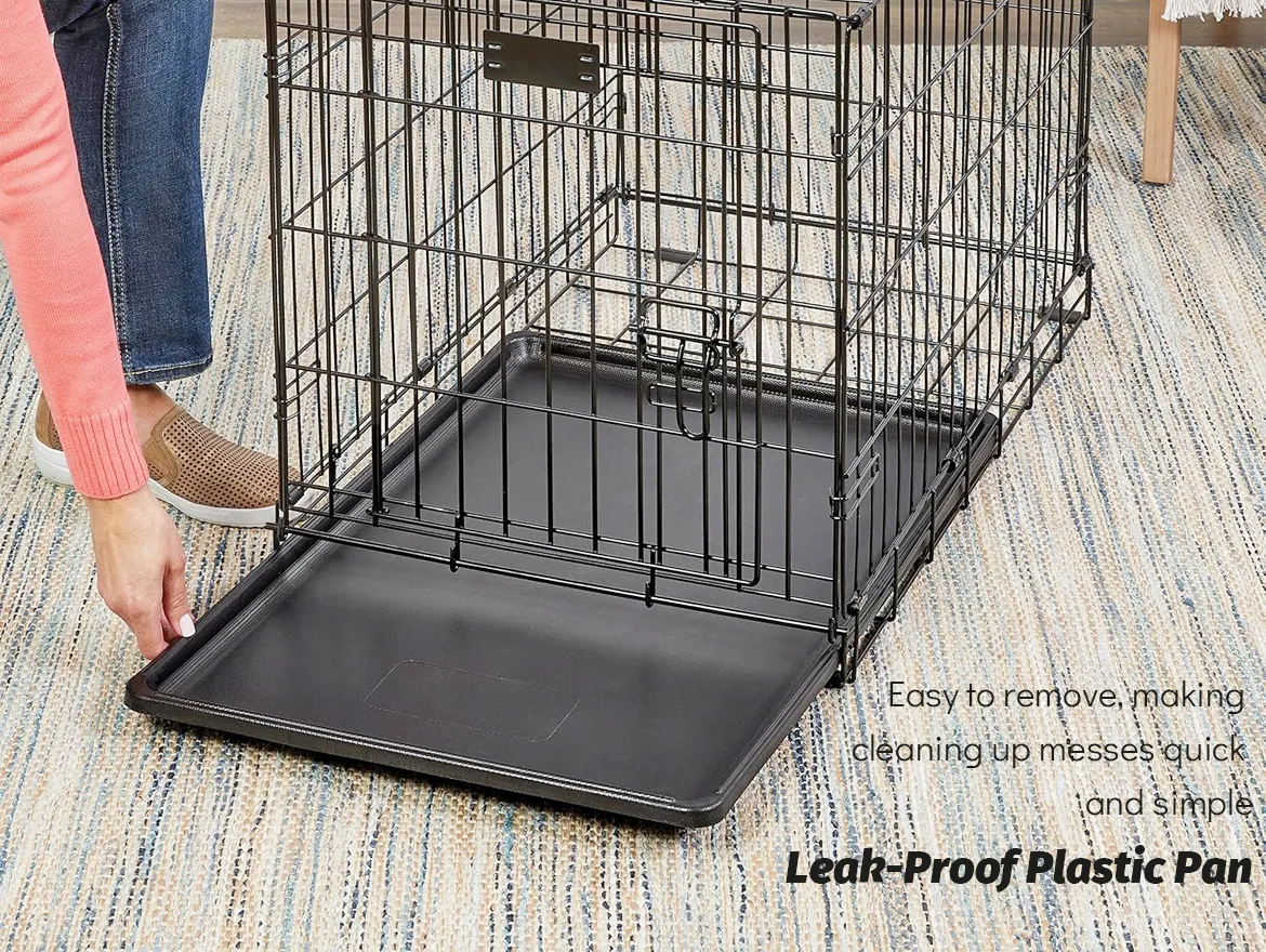 Newly Enhanced Double Door Dog Crate With Leak-Proof Pan