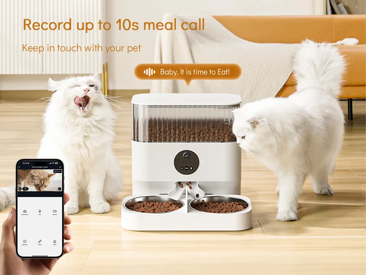 Pet Smart Feeder App Control 5L Double Stainless Steel Bowl